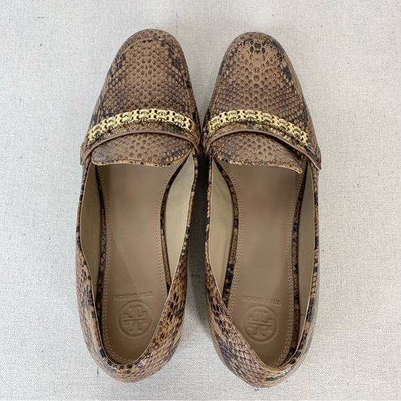 Tory Burch~Women’s “Roccia” Python Gemini‎ Link Leather Loafers/Flats~Sz 10.5 - Picture 8 of 13